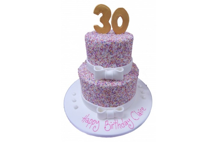 Sprinkles Tiered Cake with Number & Bows
